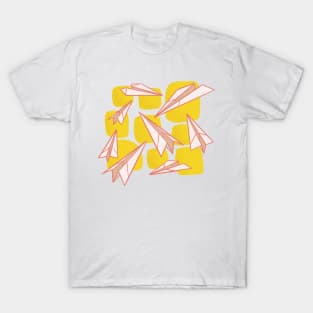 Midcentury Paper Airplanes on Yellow T-Shirt